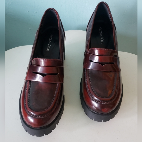 Giorgia & Johns brown chunky platform schoolgirl penny loafers shoes - Picture 4 of 11